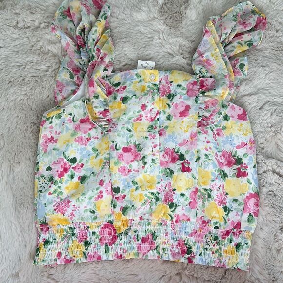 Janie and Jack Floral Smocked Waist Chiffon Top Size 12 Girls - Picture 6 of 8